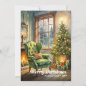 やさしい色合いの水彩クリスマスのシーン シーズンカード (正面)