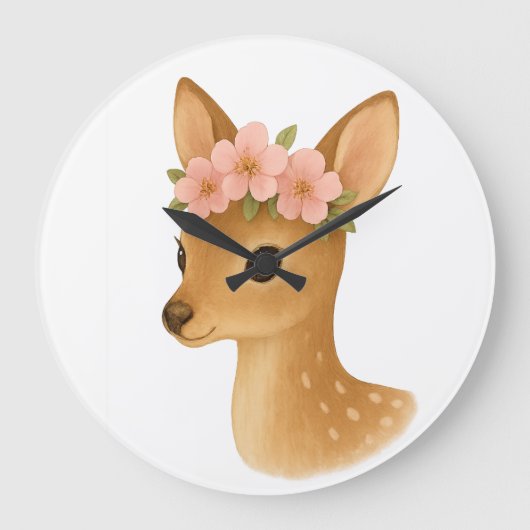 やさしい鹿魔法 ラージ壁時計 (正面)