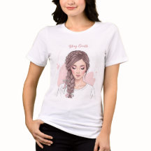 やさしくあれ 三つ編みのヘアスタイルと花のイラスト
