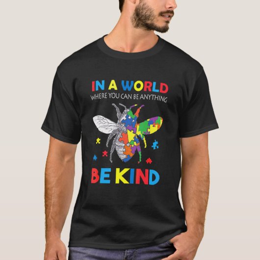 やさしく美しく 自閉症啓発 Tシャツ (正面)