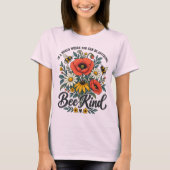 やさしく Bee + 野の花 Tシャツ (正面)