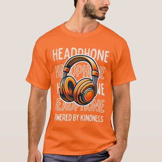 やさしさの力を持つヘッドホン Tシャツ (正面)