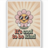 やさしさはクール Retro Flower Thumbs Up Kindnes シール (正面)