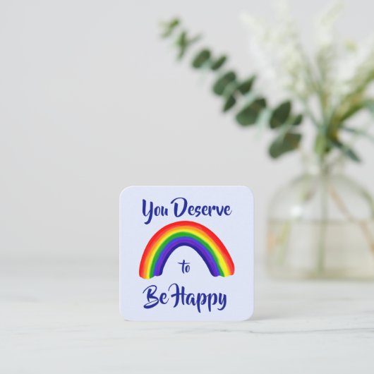 やさしさカード：「幸福になるに値する」カード スクエア名刺 (スタンド正面)