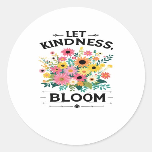 やさしさ前向き開花Tシャツ ラウンドシール (正面)