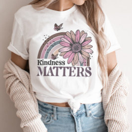 やさしさ問題レトロバタフライボーホレインボー Tシャツ