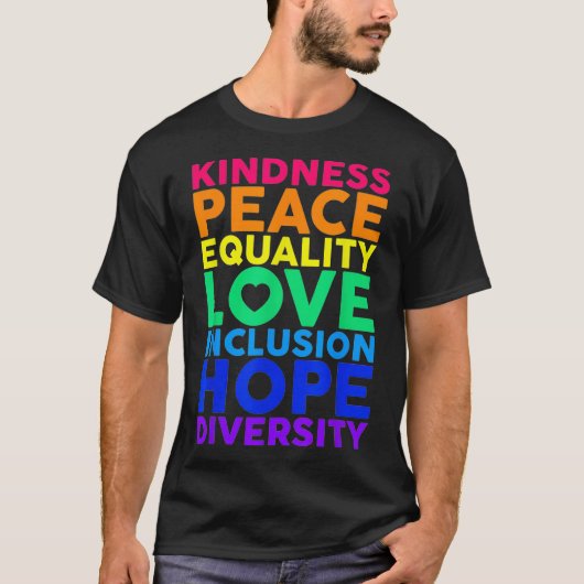 やさしさ平等ラブLGBTQレインボーフラッグゲイPrid Tシャツ (正面)