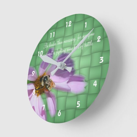 やさしさ引用文ビーオンフラワー感動的 ラウンド壁時計 (傾斜)