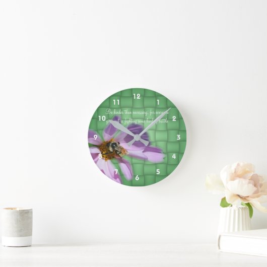 やさしさ引用文ビーオンフラワー感動的 ラウンド壁時計 (ホーム)