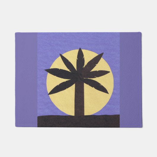 やしおよび満月が付いているドア・マット ドアマット (正面)