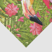 やしおよびMonsteraのジャングルのピンクのフラミンゴ 薄葉紙 (詳細)