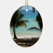 やしによって影で覆われる熱帯ビーチ セラミックオーナメント (右)