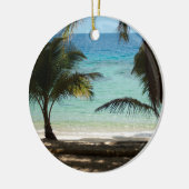 やしによって影で覆われる熱帯ビーチ セラミックオーナメント (左)