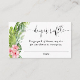 やしハイビスカスのベビーシャワーのおむつのラッフルカード エンクロージャーカード