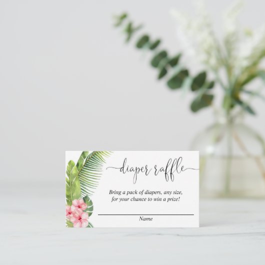 やしハイビスカスのベビーシャワーのおむつのラッフルカード エンクロージャーカード (スタンド正面)