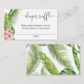 やしハイビスカスのベビーシャワーのおむつのラッフルカード エンクロージャーカード (正面/裏面)