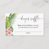 やしハイビスカスのベビーシャワーのおむつのラッフルカード エンクロージャーカード (正面)