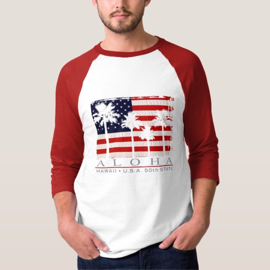 やし旗のハワイの男性Tシャツ Tシャツ (正面)