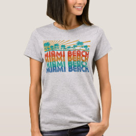 やしMiami BeachカラフルなレトロのフロリダのTシャツ Tシャツ