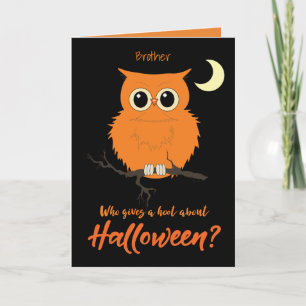 やじり声フクロウにユーモアを与える兄弟ハロウィン カード