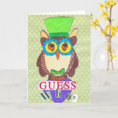 やじり声フクロウのメッセージカード カード (黄色い花)