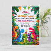 やだ!もう一つの恐竜をテーマにした誕生日パーティー 招待状 (スタンド正面)