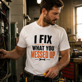 やったことを直す面白い電気技師のシャツ Tシャツ