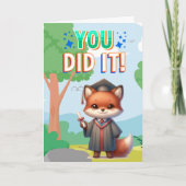 やったぞ！かわいいキツネ卒業の喜び カード (正面)