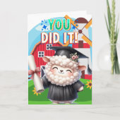 やったぞ！かわいい羊の卒業祝い カード (正面)