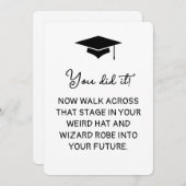 やったぞ！ウィザードローブとハットおもしろい卒業 シーズンカード (正面/裏面)