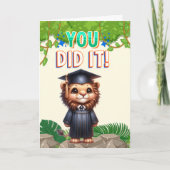 やったぞ！キュートなライオンの卒業祝い カード (正面)