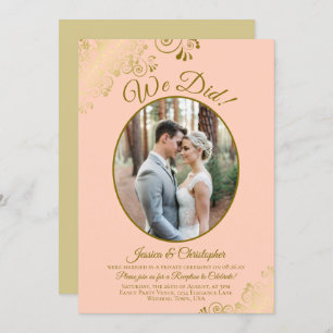 やったぞ！コーラルピーチ&金ゴールドレースウェディングレセプション 招待状