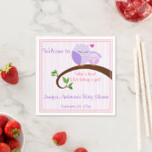 やったぞ!パープルフクロベビーシャワーナプキン スタンダードカクテルナプキン (インサイチュ)