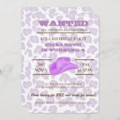 やったぞ!パープル女性のカーボーイ誕生日パーティーへの招待 招待状 (正面/裏面)