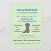 やったぞ！ブルーカウボーイバースデーパーティーへの招待 招待状 (正面/裏面)