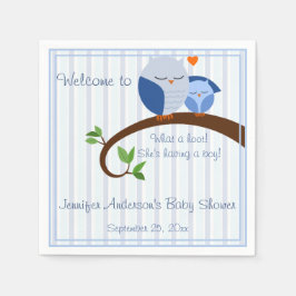 やったぞ！ブルーフクロベビーシャワーナプキン スタンダードカクテルナプキン