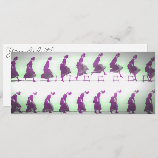 やったぞ!初期アニメーション女性跳躍おめでとう セーブザデート (正面/裏面)