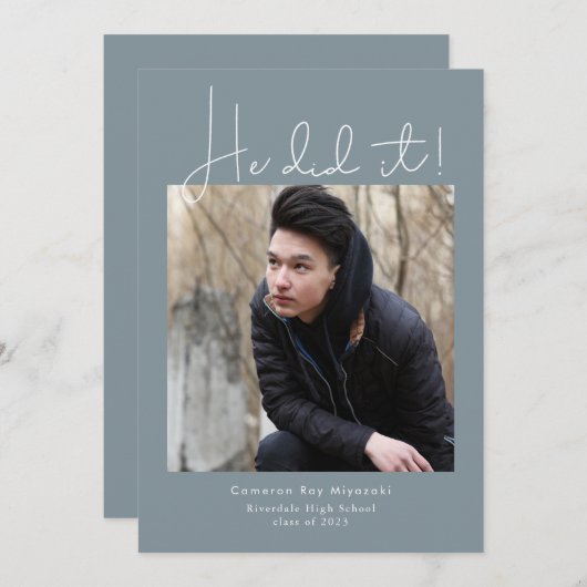 やったぞ！卒業パーティーの写真 招待状 (正面/裏面)