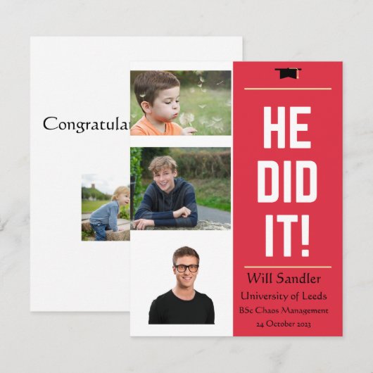 やったぞ！卒業発表(写真) 案内状 (正面/裏面)