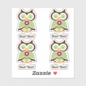 やったぞ！4つの緑の春フクロウの愛らしいセット シール (シート)