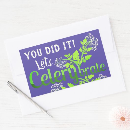 やったぞ!Let's Celerybrate - Punny Garden 長方形シール (封筒)