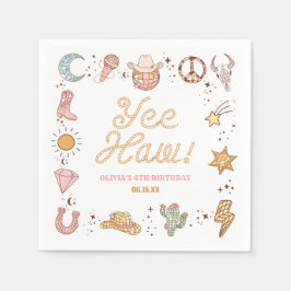 やったな！ウエスタンディスコ女性のカーボーイ誕生日パーティー スタンダードカクテルナプキン