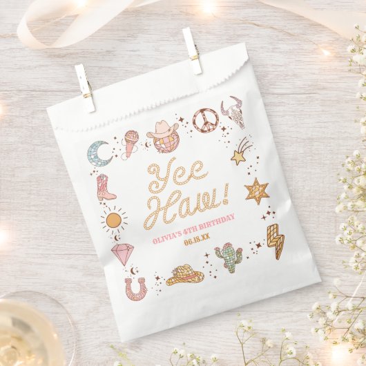 やったな!ウエスタンディスコ女性のカーボーイ誕生日パーティー フェイバーバッグ (クリップ留めされた状態)