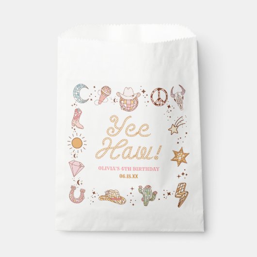 やったな!ウエスタンディスコ女性のカーボーイ誕生日パーティー フェイバーバッグ (正面)