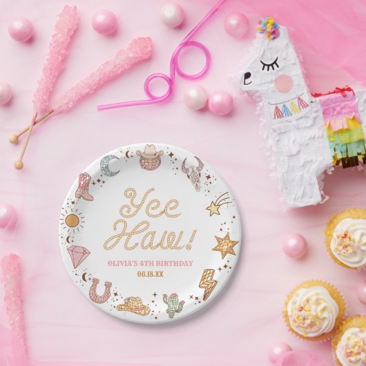 やったな！ウエスタンディスコ女性のカーボーイ誕生日パーティー ペーパープレート (パーティー)