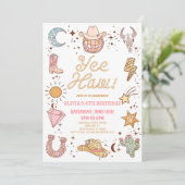 やったな！レトロディスコ女性のカーボーイロデオバースデーパーティー 招待状 (スタンド正面)