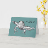 やったな！跳躍するカエル：卒業 カード (黄色い花)