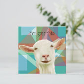 やったね！かわいい白いヤギのグリーティングカード (スタンド正面)