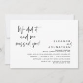 やったよ、あなたたちを恋しく思った、結婚式の秘密の式の仲間たちよ 招待状 (正面)