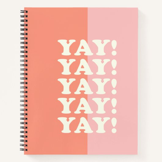 やった！前向き浮きインスパイア出しピンクとサンゴ ノートブック (正面)